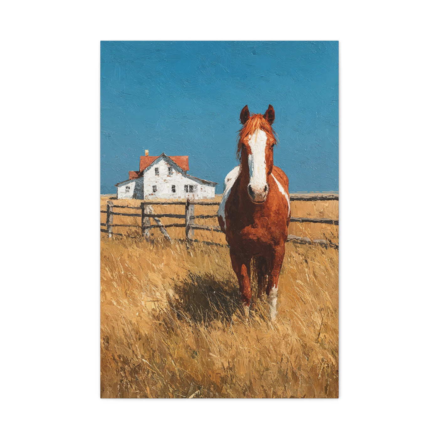 Chestnut Horse Farm Meadow Wall Art & Canvas Print