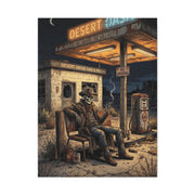 Desert Oasis Skeleton Cowboy Scene Wall Art & Canvas Print