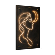 Neon Crescent Muse Line Art Wall Art & Canvas Print