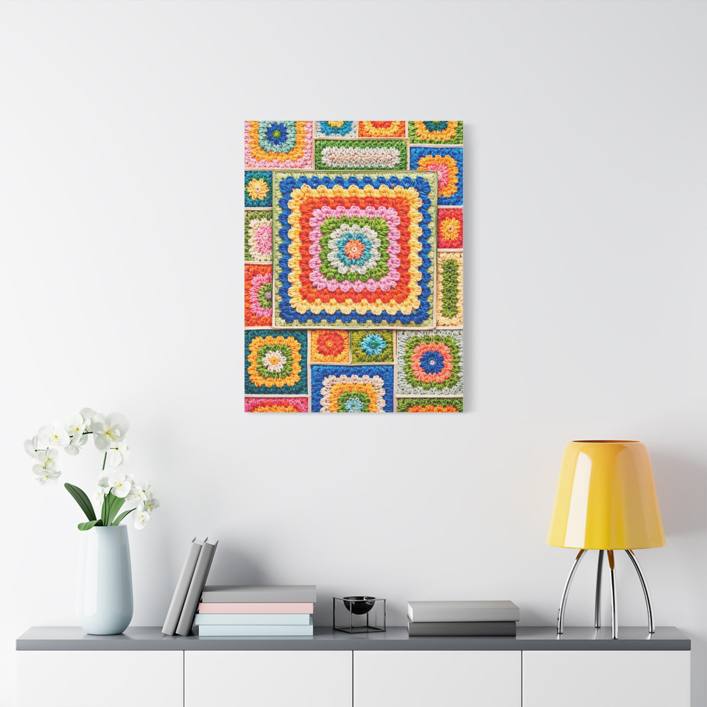 Granny-Square Concentric Abstraction Wall Art & Canvas Print