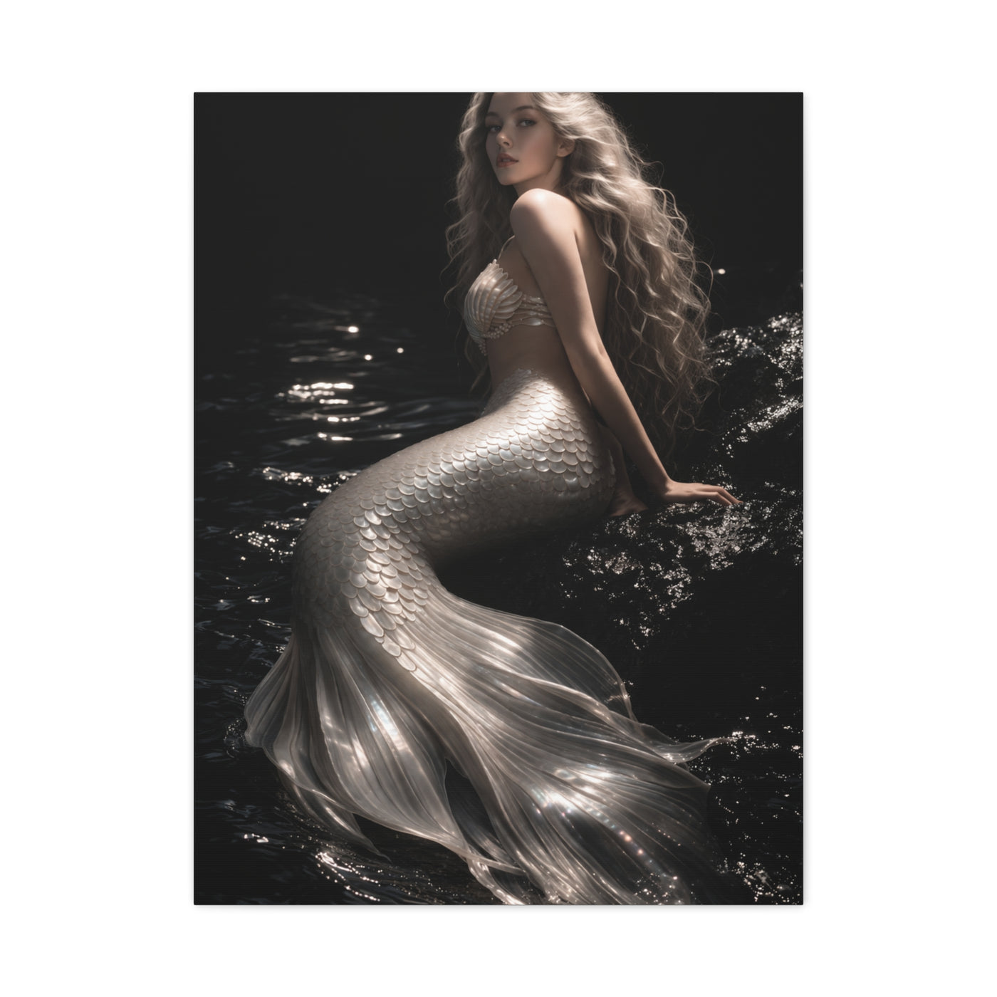 Pearl Ivory Mermaid Portrait Wall Art & Canvas Print