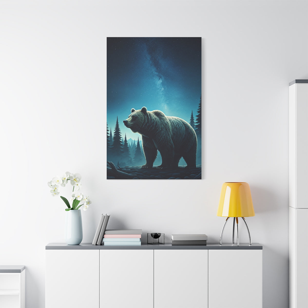 Midnight Wilderness Bear Under the Stars Wall Art & Canvas Prints