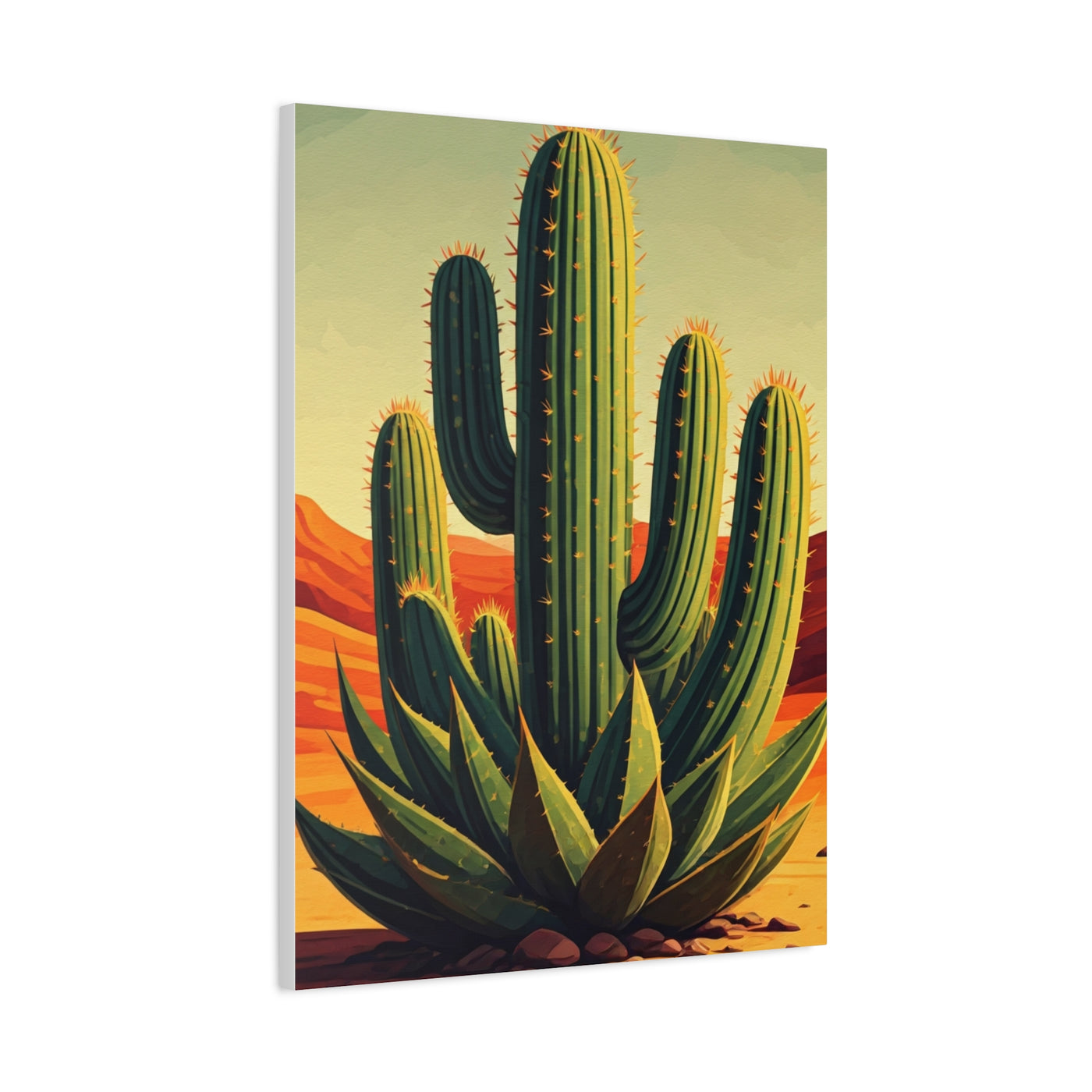 Southwestern Saguaro and Agave Desert Illustration Wall Art & Canvas Prints
