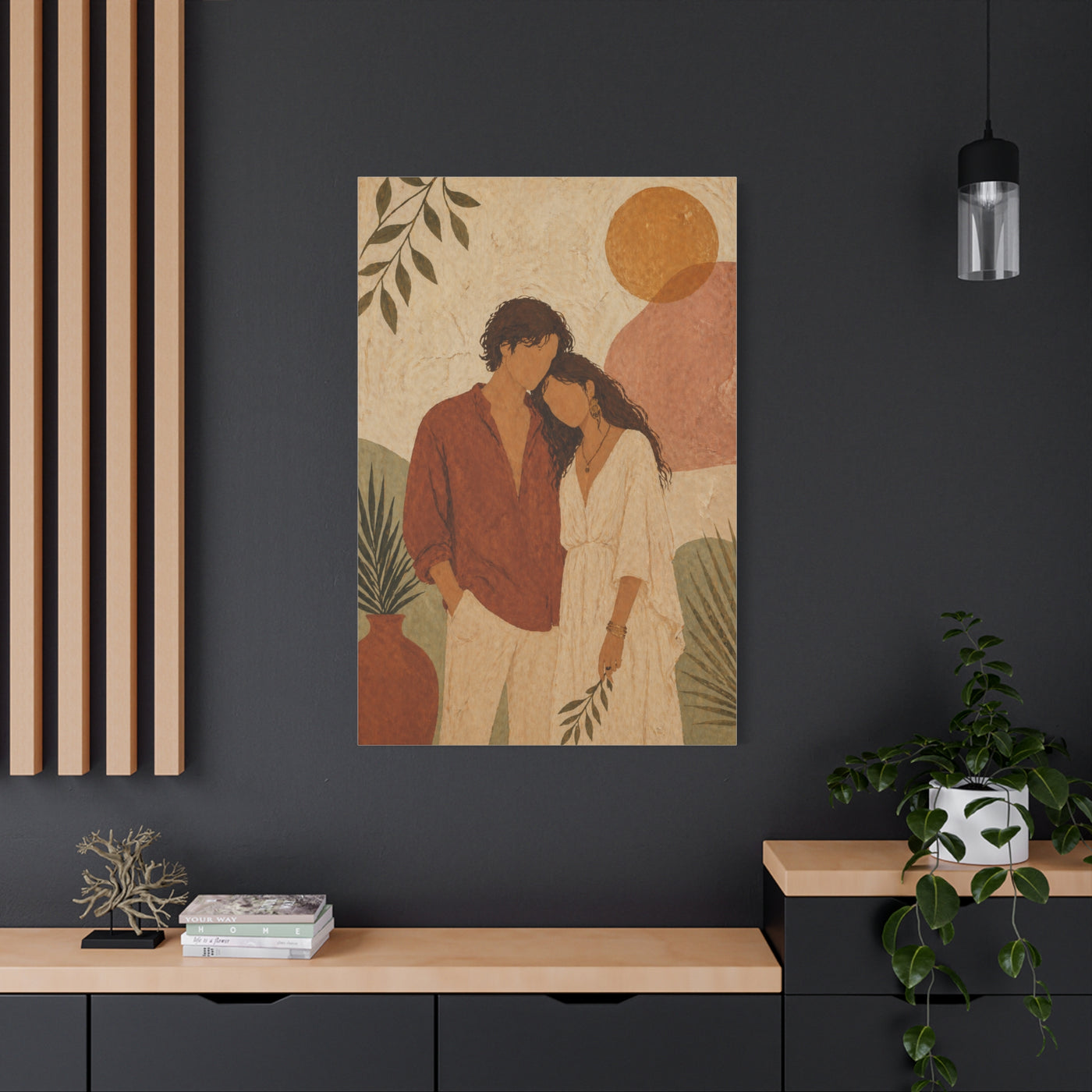 Bohemian Faceless Couple Portrait Wall Art & Canvas Print