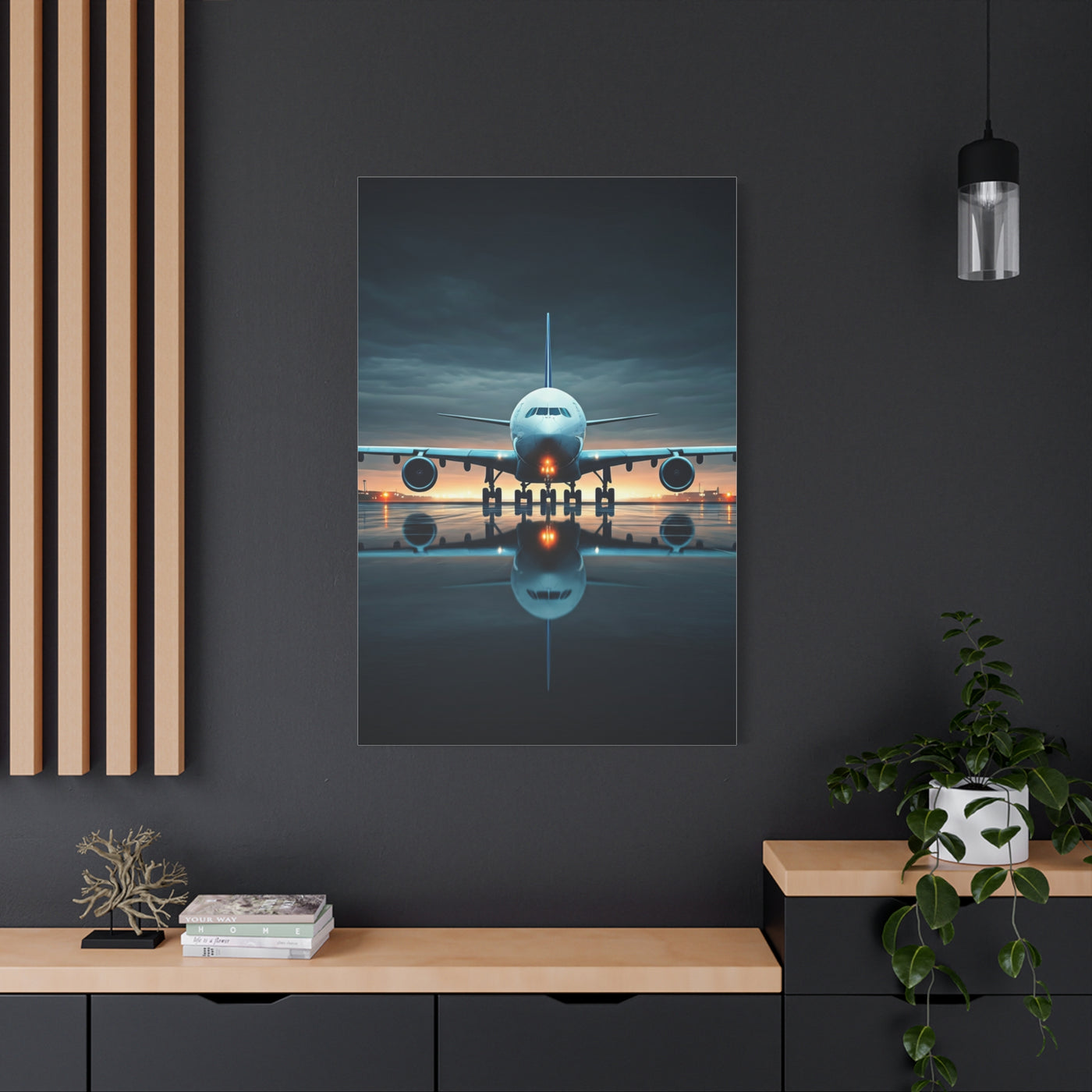 Runway Jet Reflection Wall Art & Canvas Prints