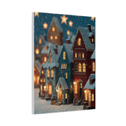 Nordic Winter Village Folk Scene Wall Art & Canvas Print