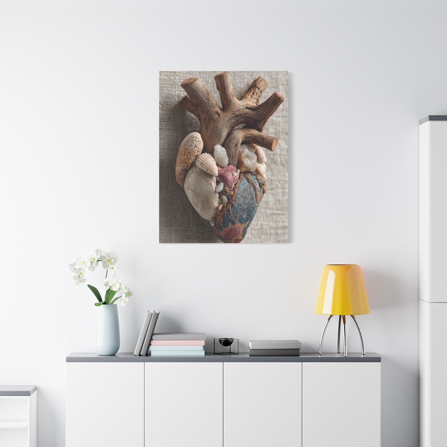 Driftwood Coastal Heart Sculpture Wall Art & Canvas Print