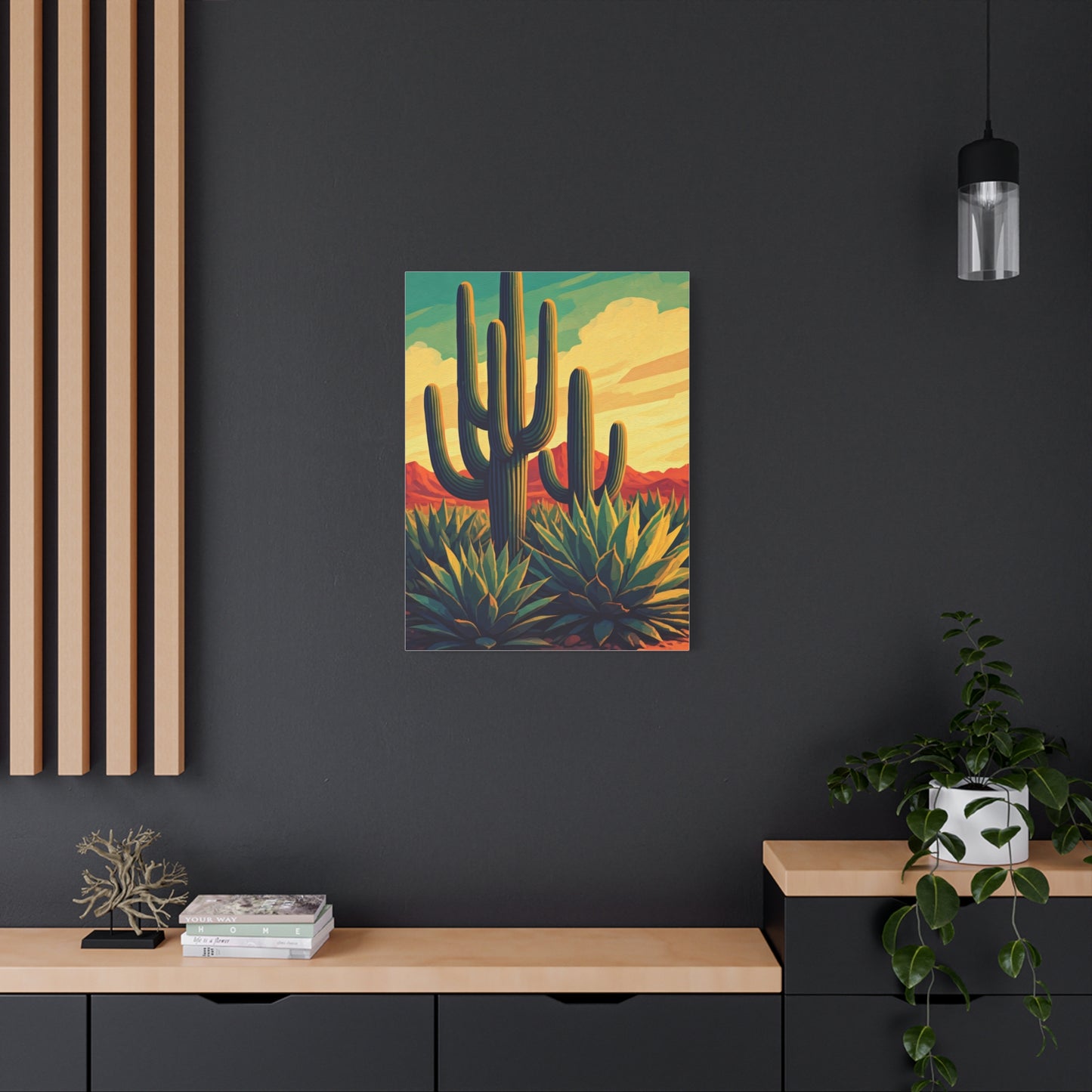 Southwestern Saguaro and Agave Desert Illustration Wall Art & Canvas Prints
