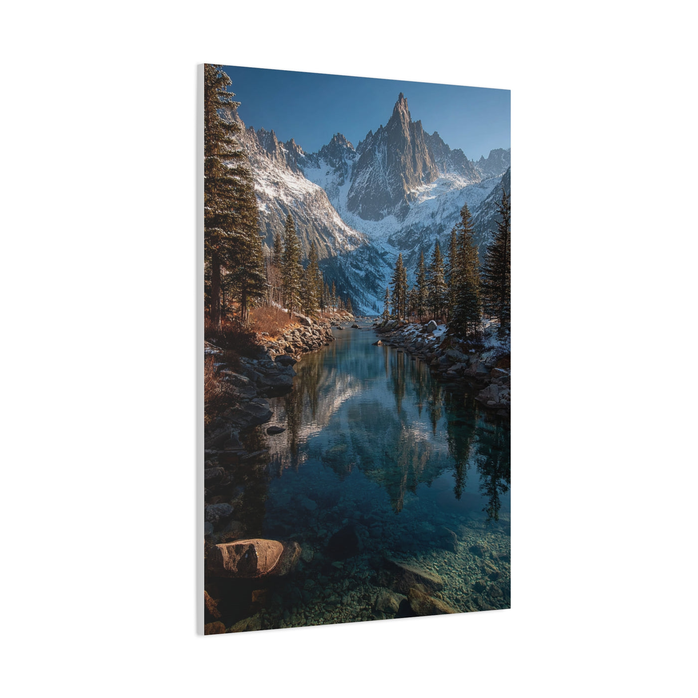Serene Alpine Lake Reflection Wall Art & Canvas Print