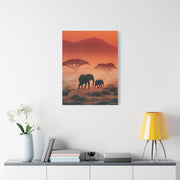Mother and Calf Savanna Sunrise Wall Art & Canvas Print