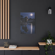 Lion by Moonlit Water Reflection Wall Art & Canvas Print