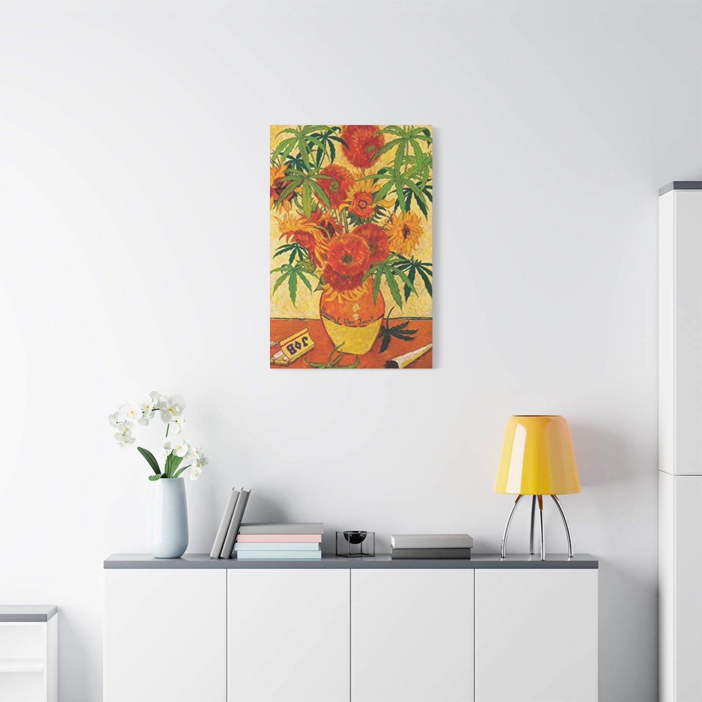 Vase And Joint Marijuana Wall Art & Canvas Prints