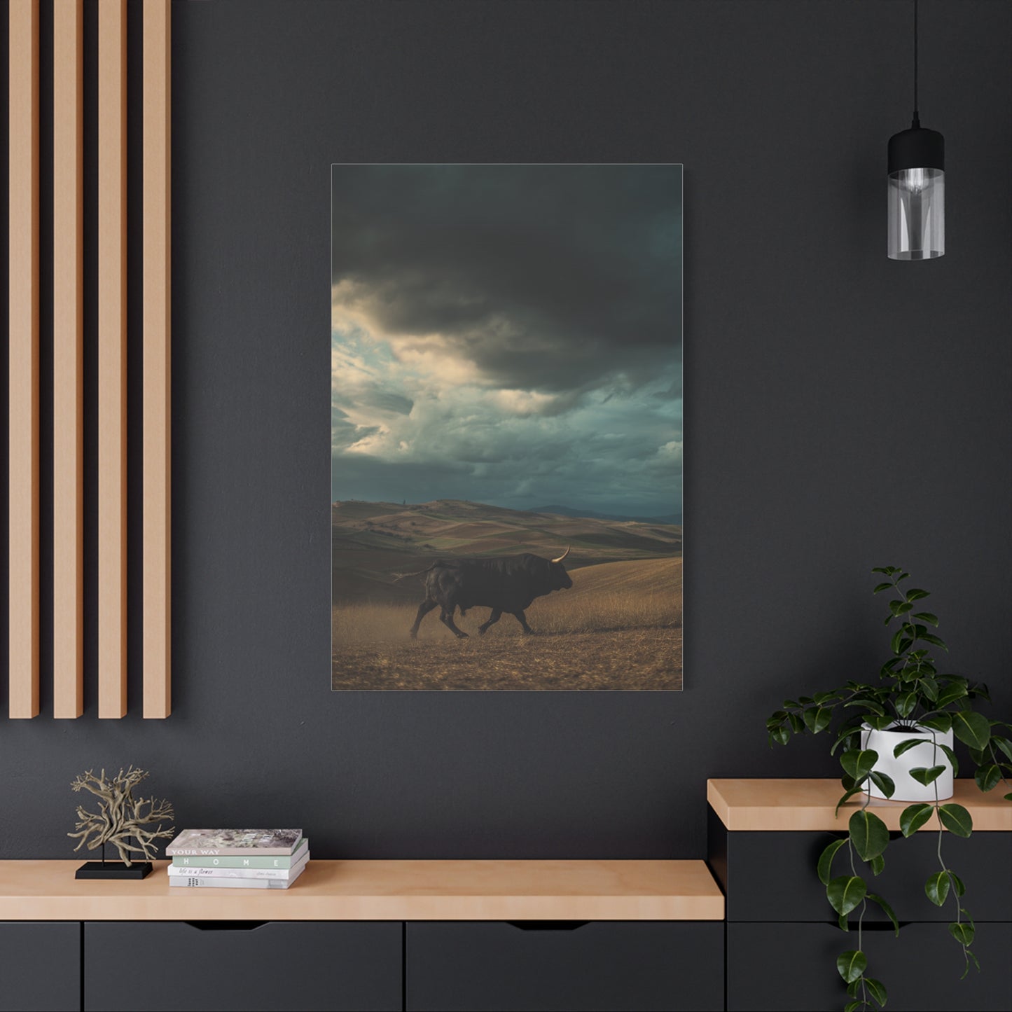 Storm Valley Black Bull Wall Art & Canvas Print