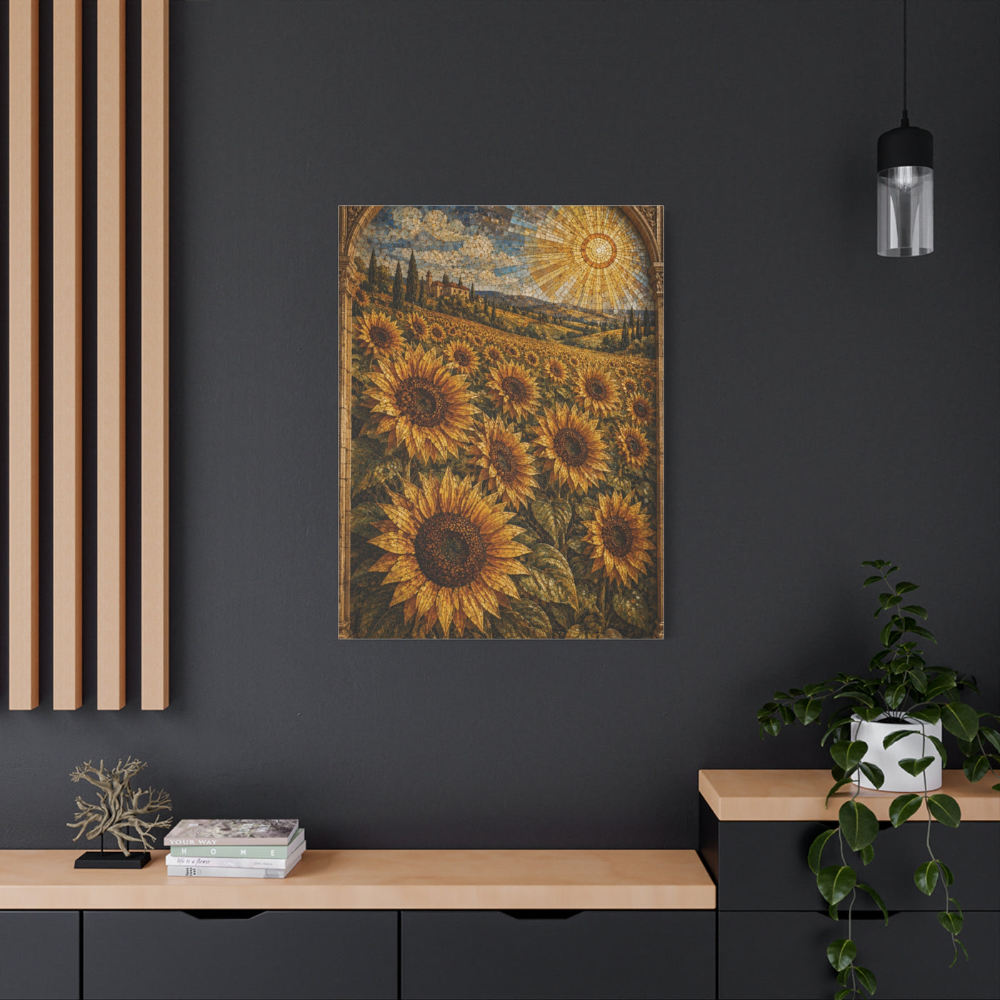 Architectural Mosaic Sunflower Field Wall Art & Canvas Print