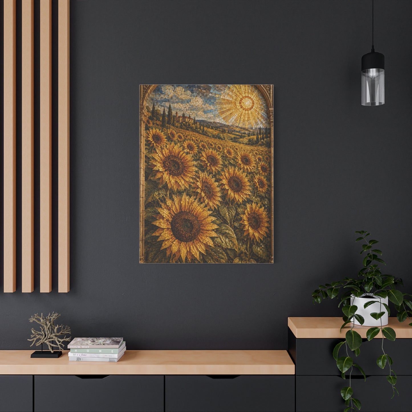 Architectural Mosaic Sunflower Field Wall Art & Canvas Print