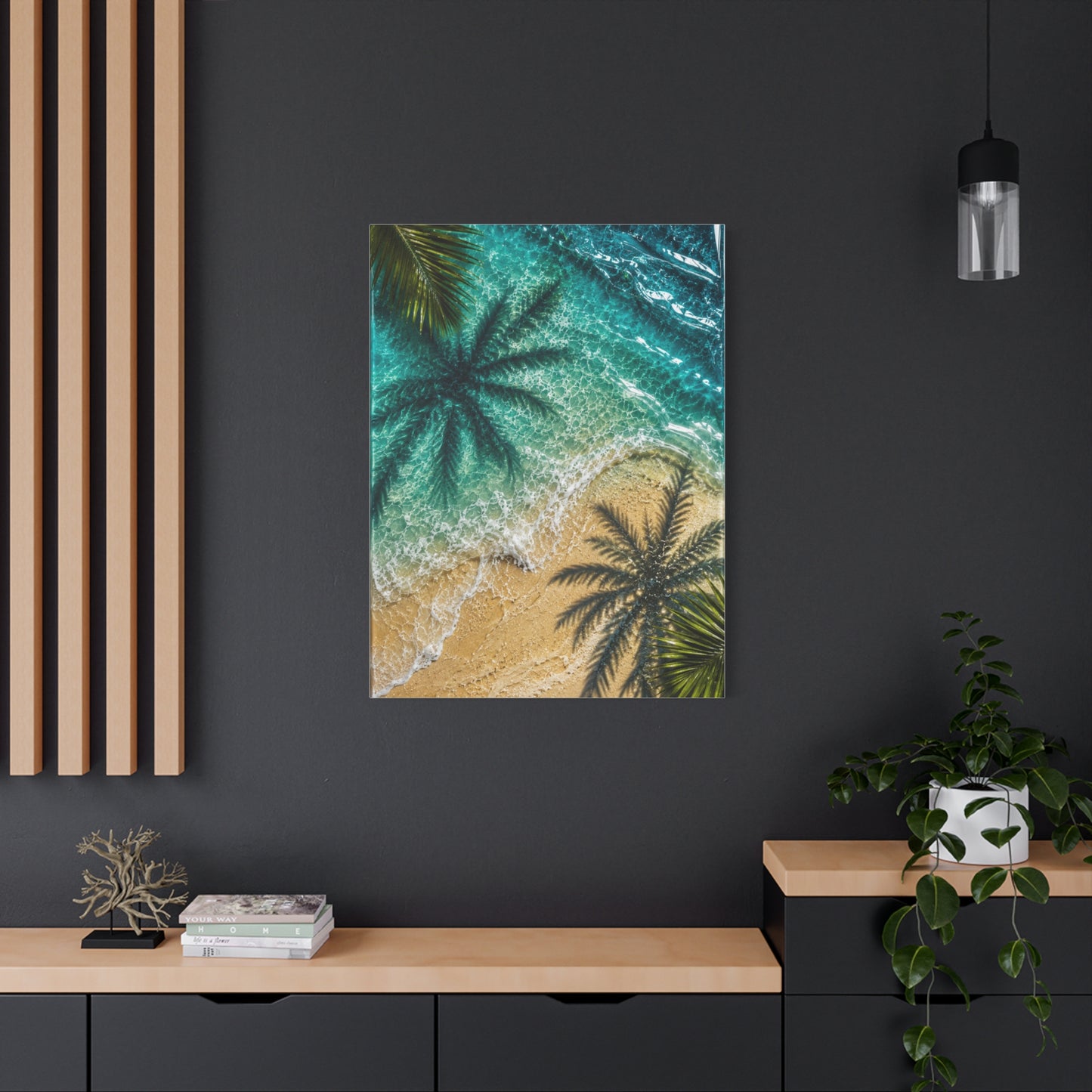 Aerial Coastal Palm Shadows Tropical Wall Art & Canvas Print