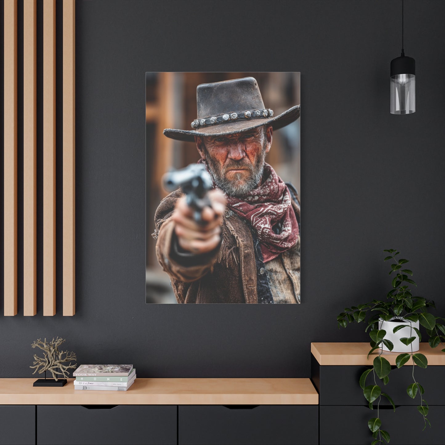 Cowboy Campfire in the Mountain Valley Wall Art & Canvas Print