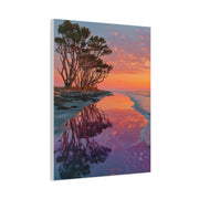 Driftwood Coastal Reflection Sunrise Wall Art & Canvas Print