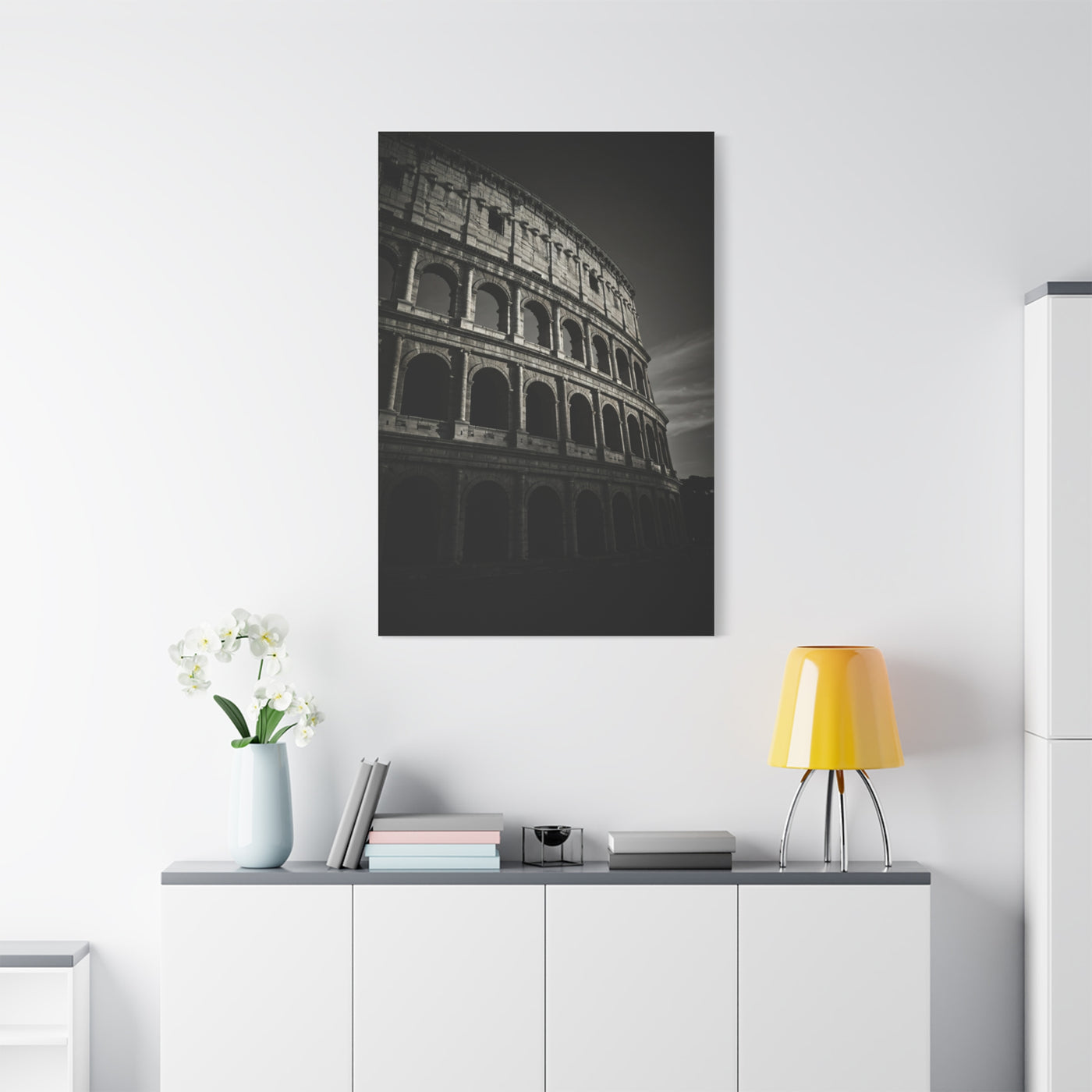 Roman Colosseum Architectural Black & White Wall Art & Canvas Print