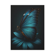 Blue Morpho Butterfly on Midnight Bloom Wall Art & Canvas Prints