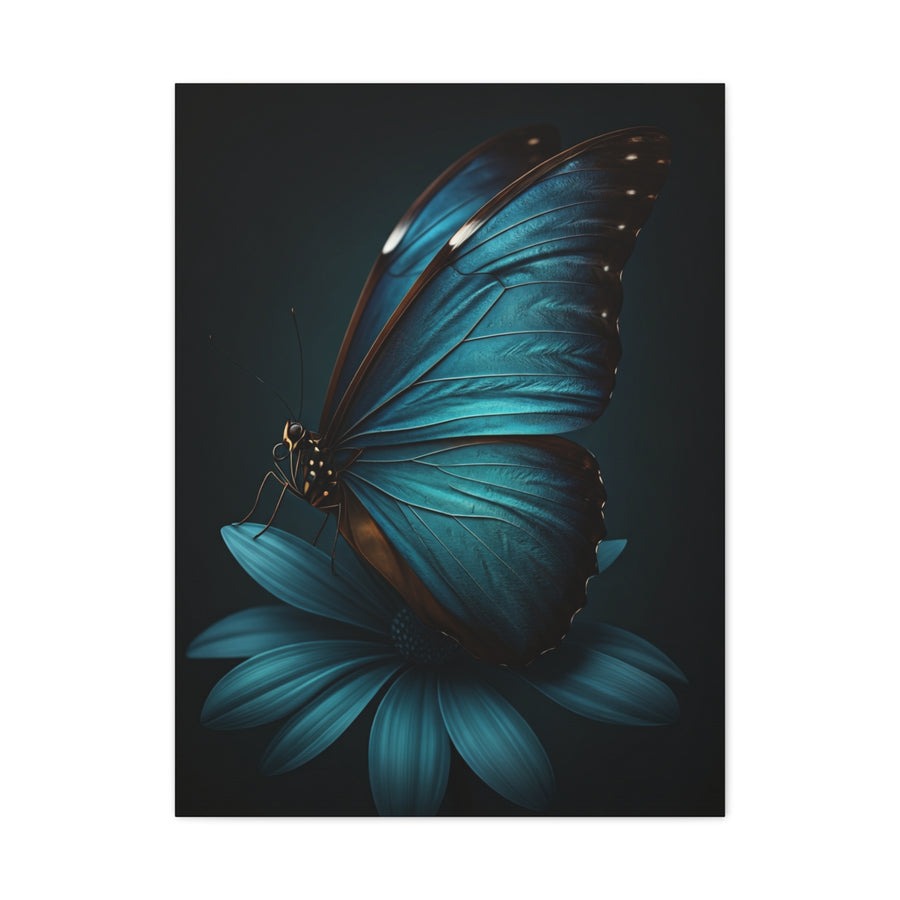 Blue Morpho Butterfly on Midnight Bloom Wall Art & Canvas Prints
