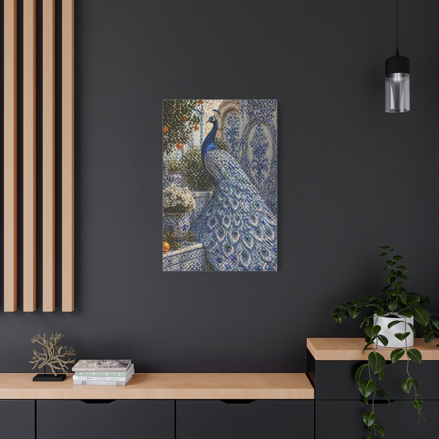 Mediterranean Ceramic Garden Peacock Wall Art & Canvas Print