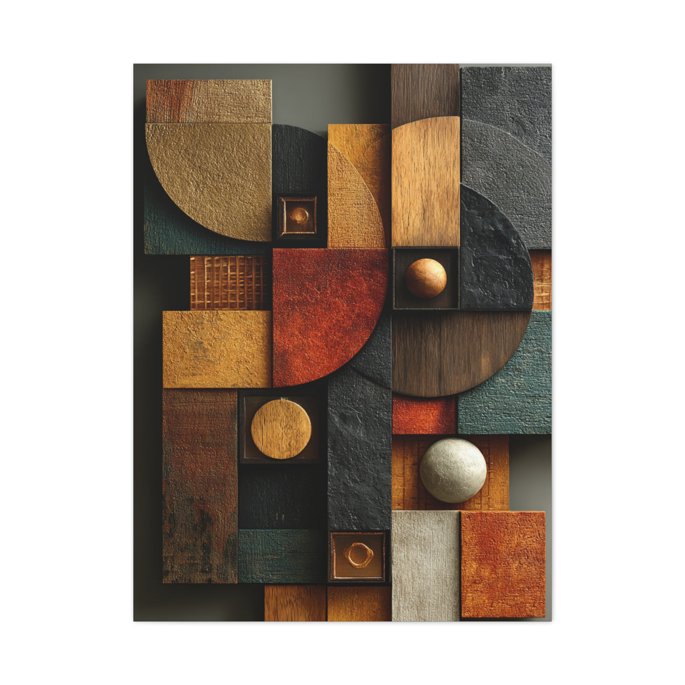 Sculptural Geometric Panel Abstract Wall Art & Canvas Print