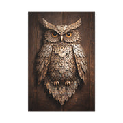 Rustic Metal Owl Sculpture Wall Art & Canvas Print