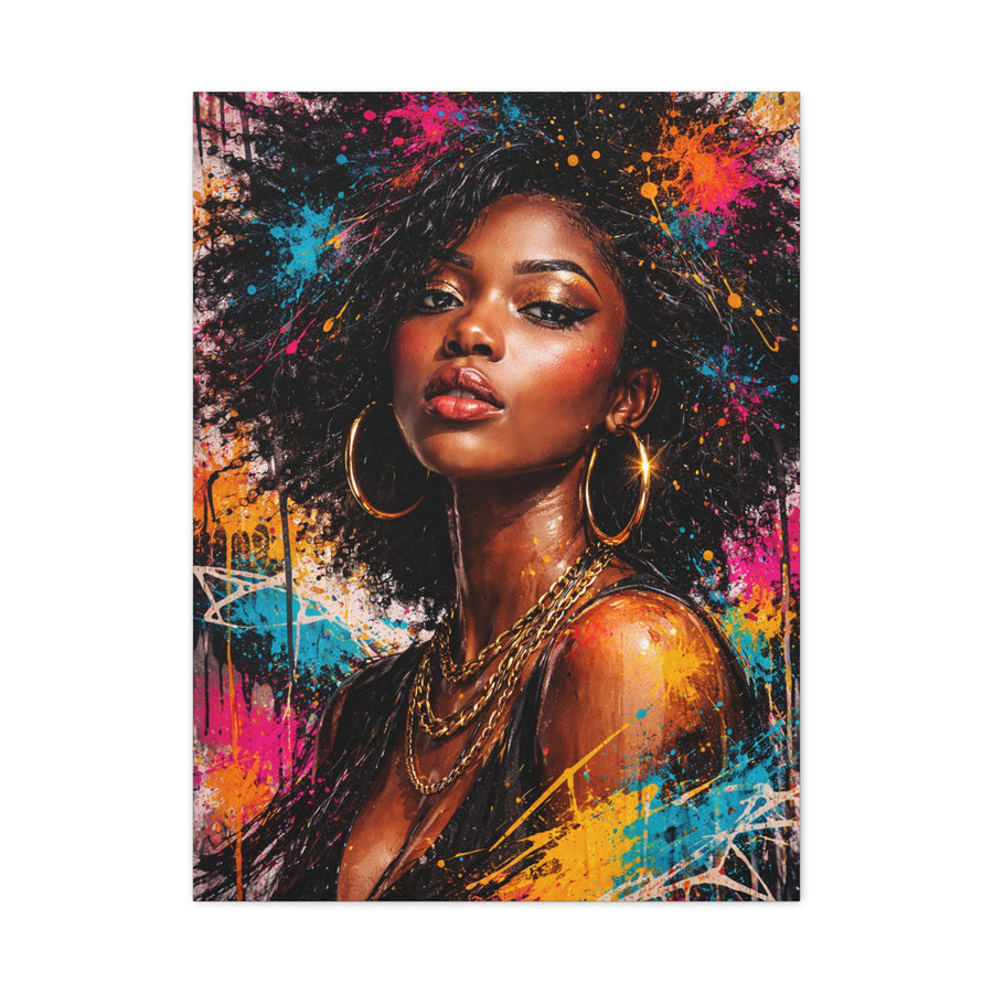 Afrocentric Graffiti-Style Portrait Wall Art & Canvas Print