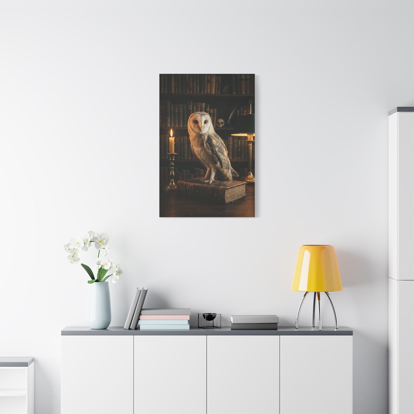 Classic Majestic Barn Owl Library Portrait Wall Art & Canvas Print