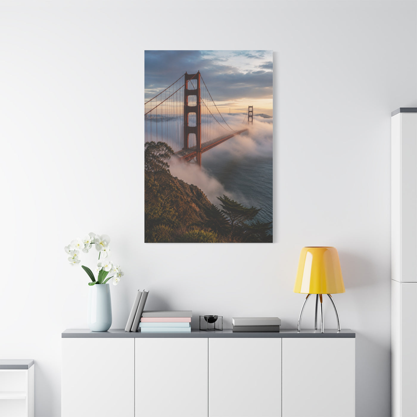 Golden Gate Bridge Through Morning Fog Wall Art & Canvas Print