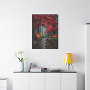 Crimson Maple Forest Path Wall Art & Canvas Print