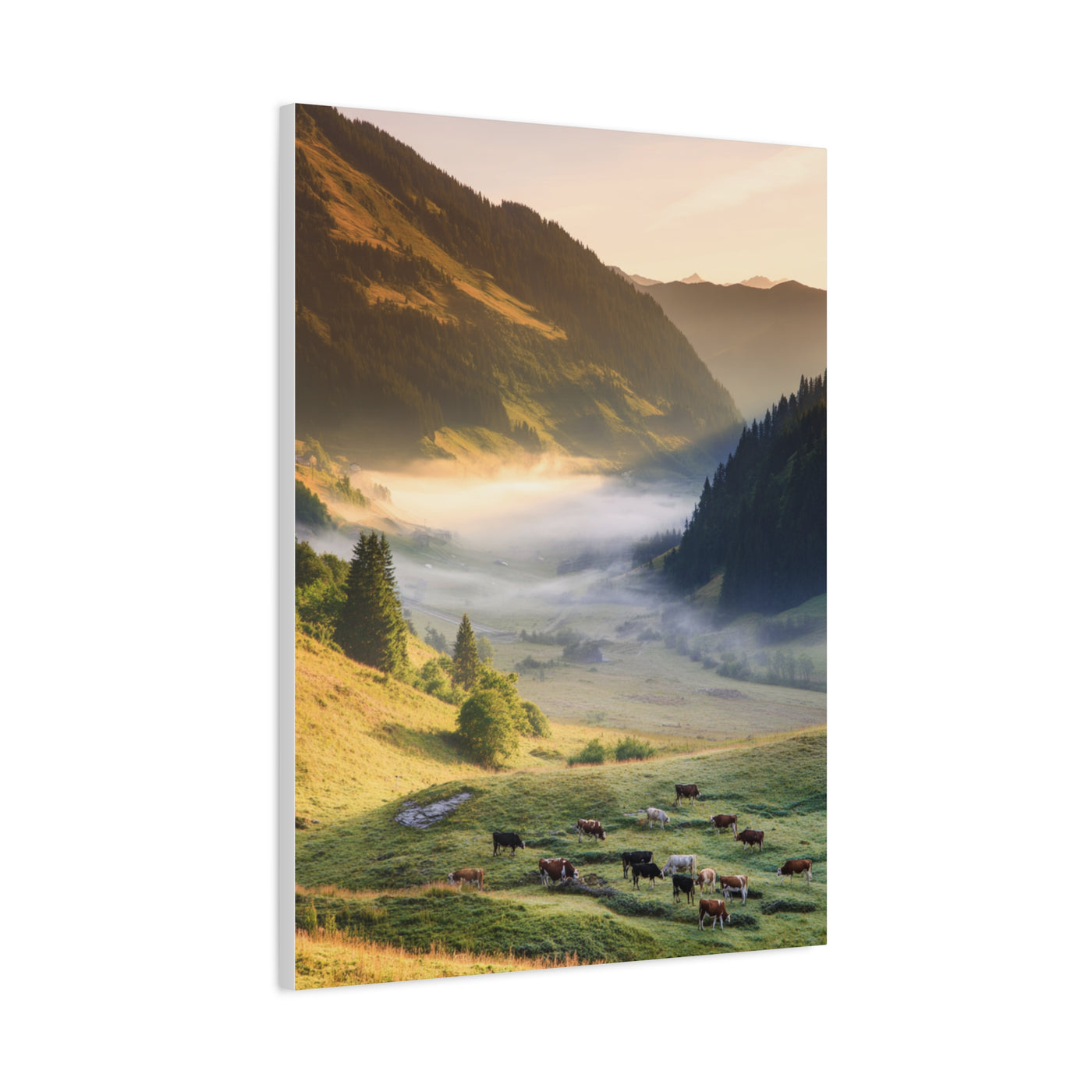 Alpine Valley Morning Pasture Wall Art & Canvas Print