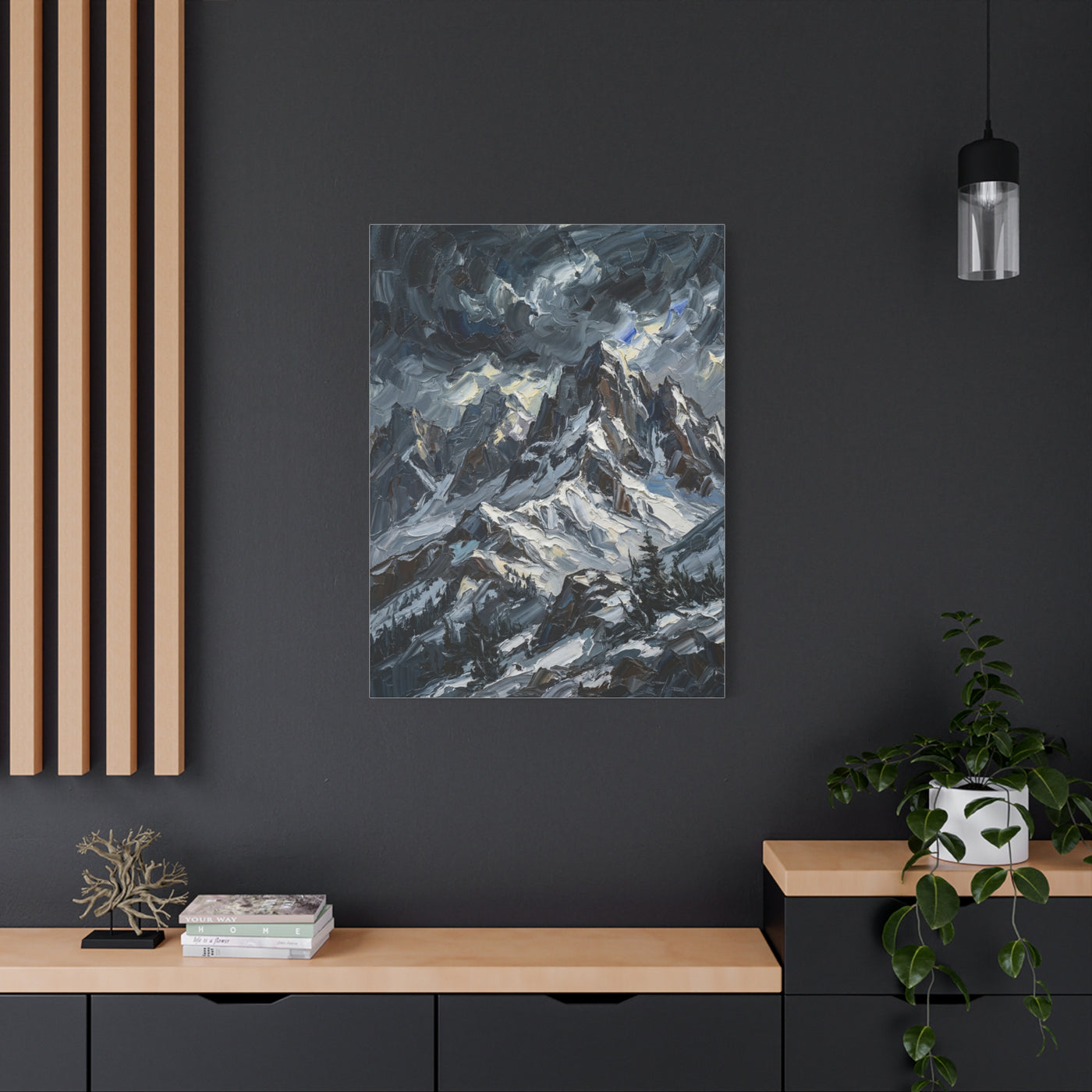 Thick Impasto Oil Mountain Stormscape Wall Art & Canvas Print