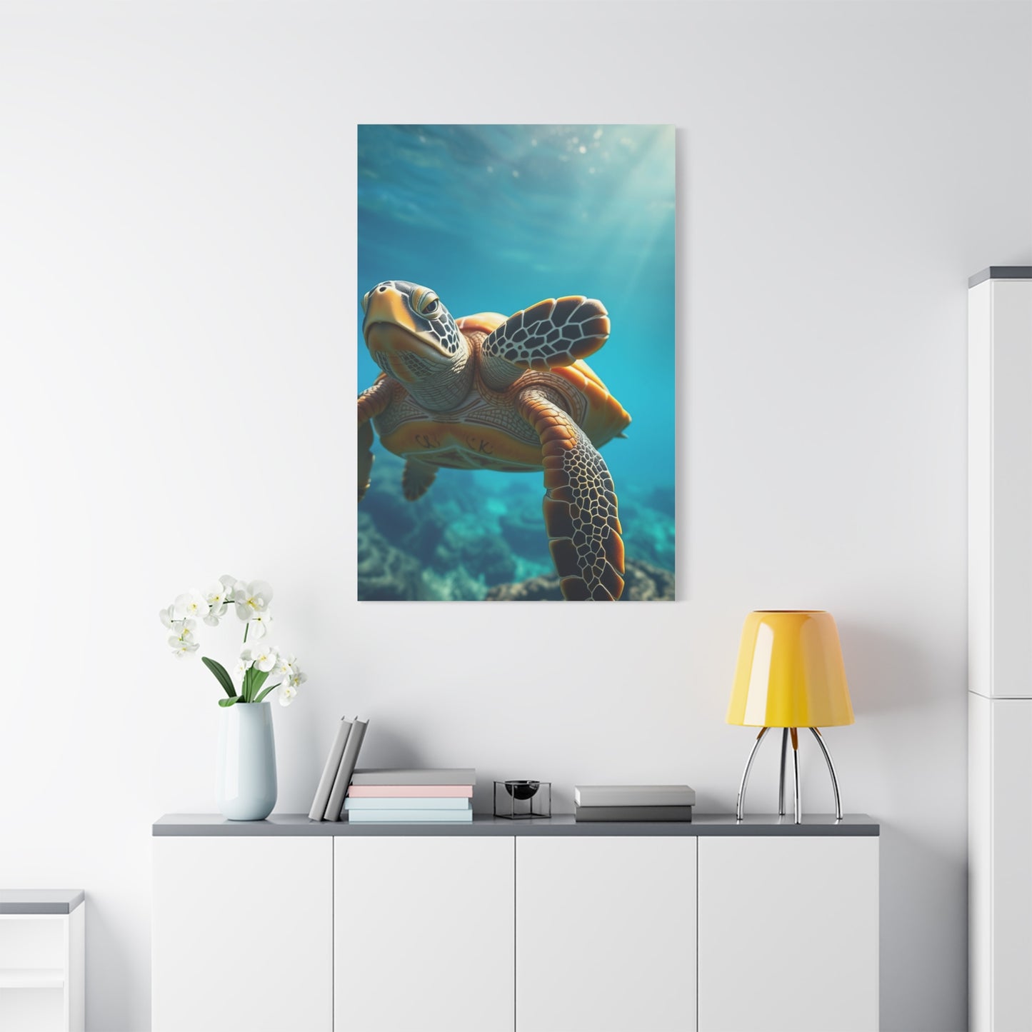 Azure Tortoise Masterpiece Wall Art & Canvas Print