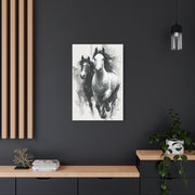 Monochrome Running Horses Abstract Wall Art & Canvas Print