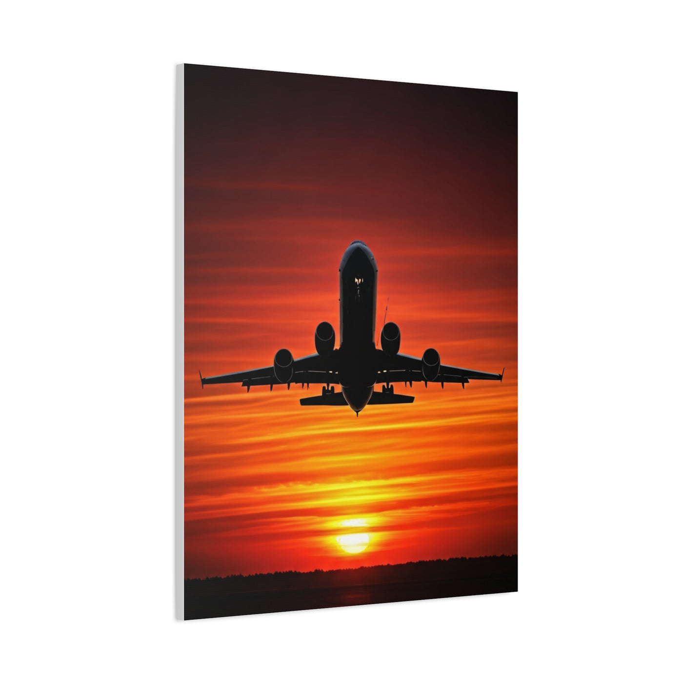 Sunset Departure Jet Silhouette Wall Art & Canvas Prints