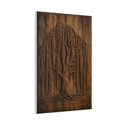 Carved Willow Tree Wooden Relief Trees Wall Art & Canvas Print