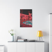 Pink Neon Pool Night Scene Wall Art & Canvas Print