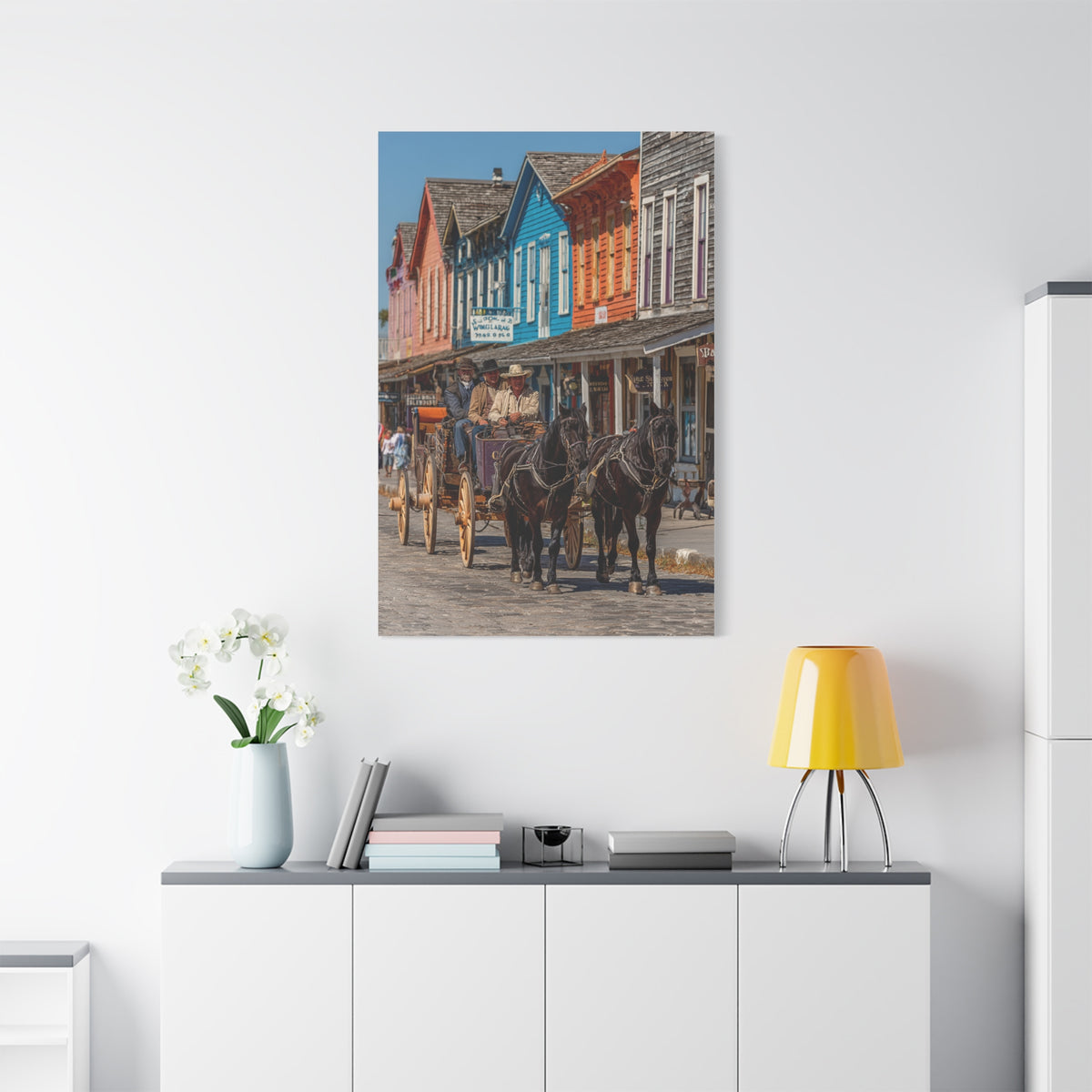 Frontier Stagecoach Arrival Wall Art & Canvas Print