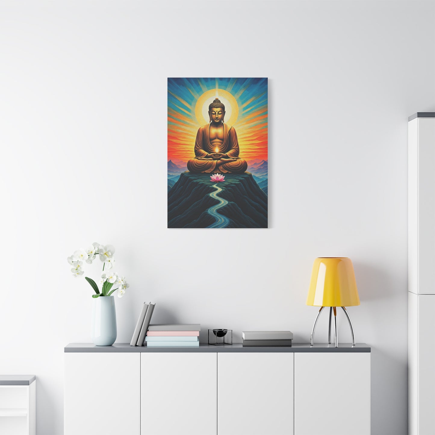 Meditative Buddha with Lotus Path Wall Art & Canvas Prints