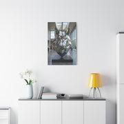 Geometric Chrome Wolf Head Sculpture Wall Art & Canvas Print