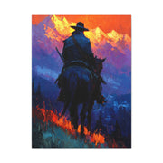 Sunset Ridge Cowboy Painting Wall Art & Canvas Print