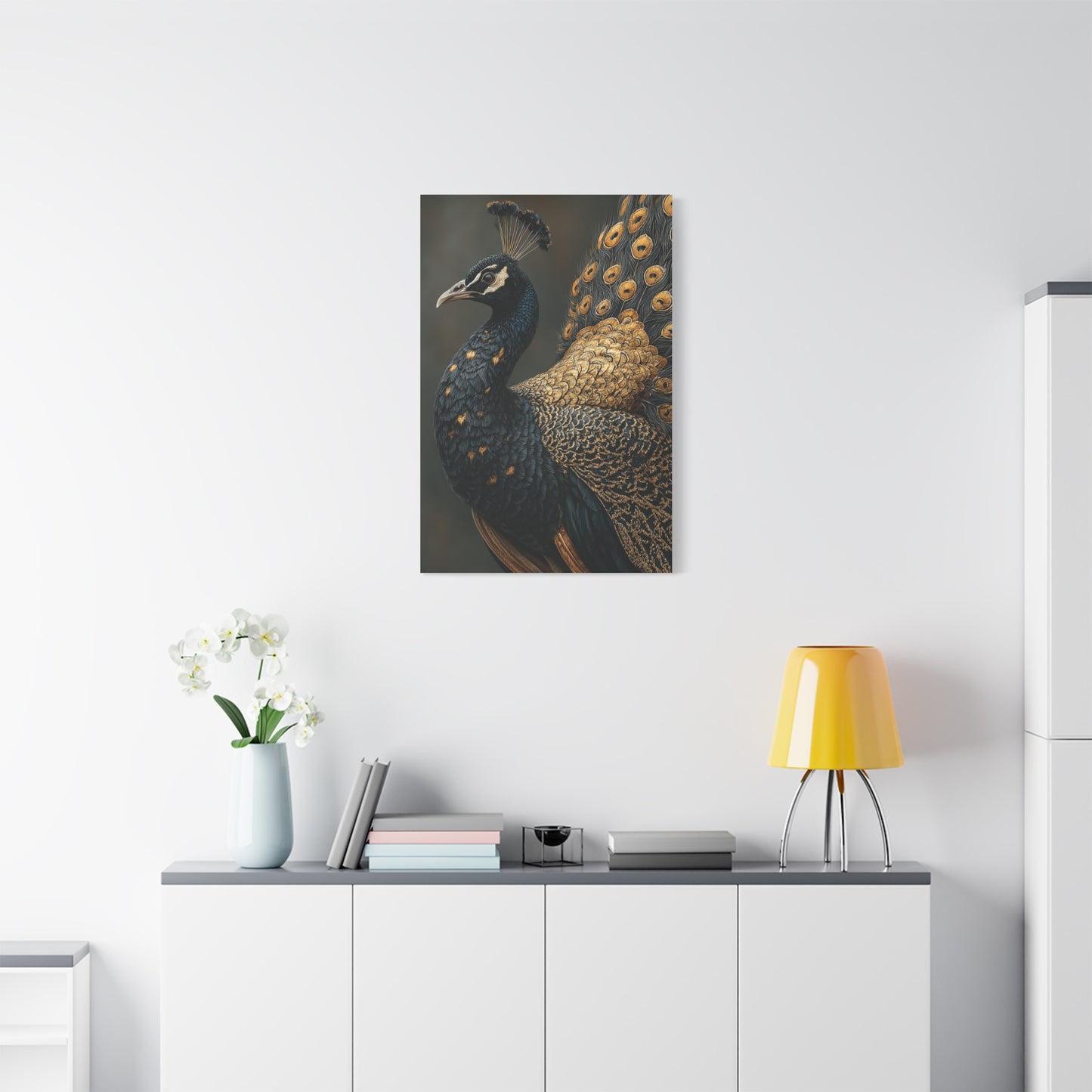 Black and Gold Peacock Elegance Wall Art & Canvas Print