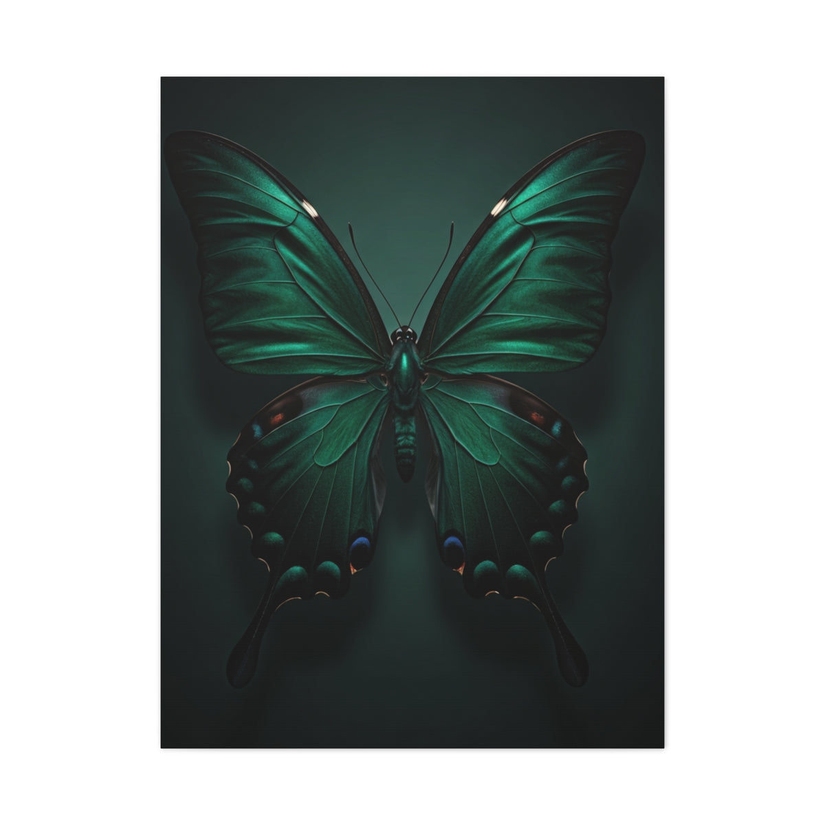 Symmetrical Emerald Butterfly Portrait Wall Art & Canvas Prints