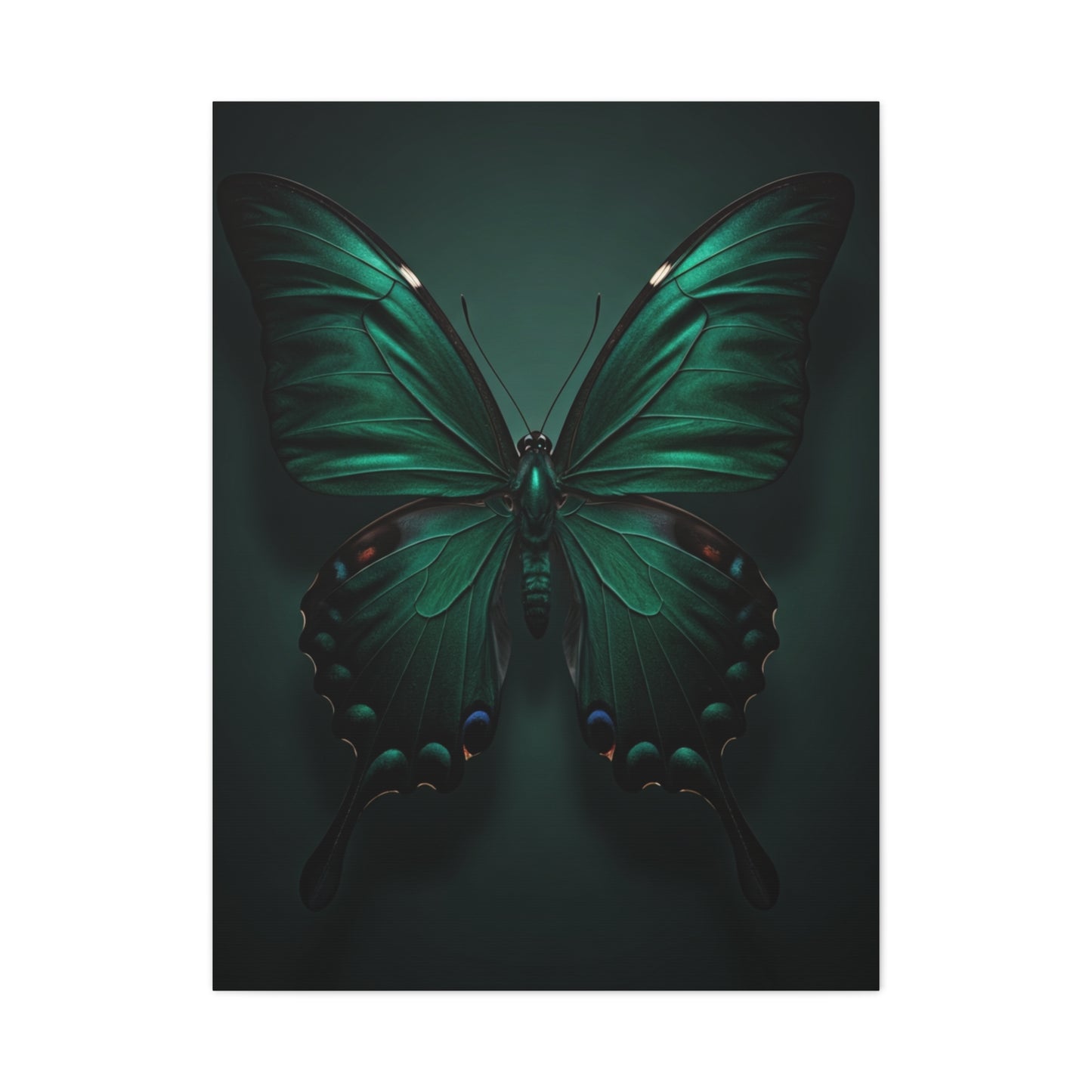 Symmetrical Emerald Butterfly Portrait Wall Art & Canvas Prints
