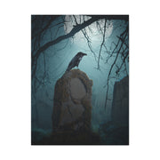 Raven on Ancient Gravestone Wall Art & Canvas Print