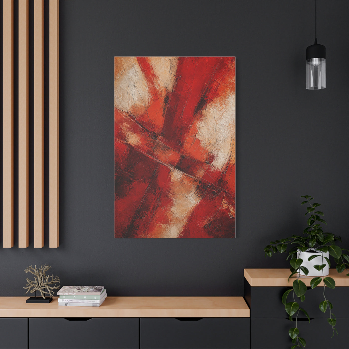 Textured Red Cross Pattern Abstraction Wall Art & Canvas Print