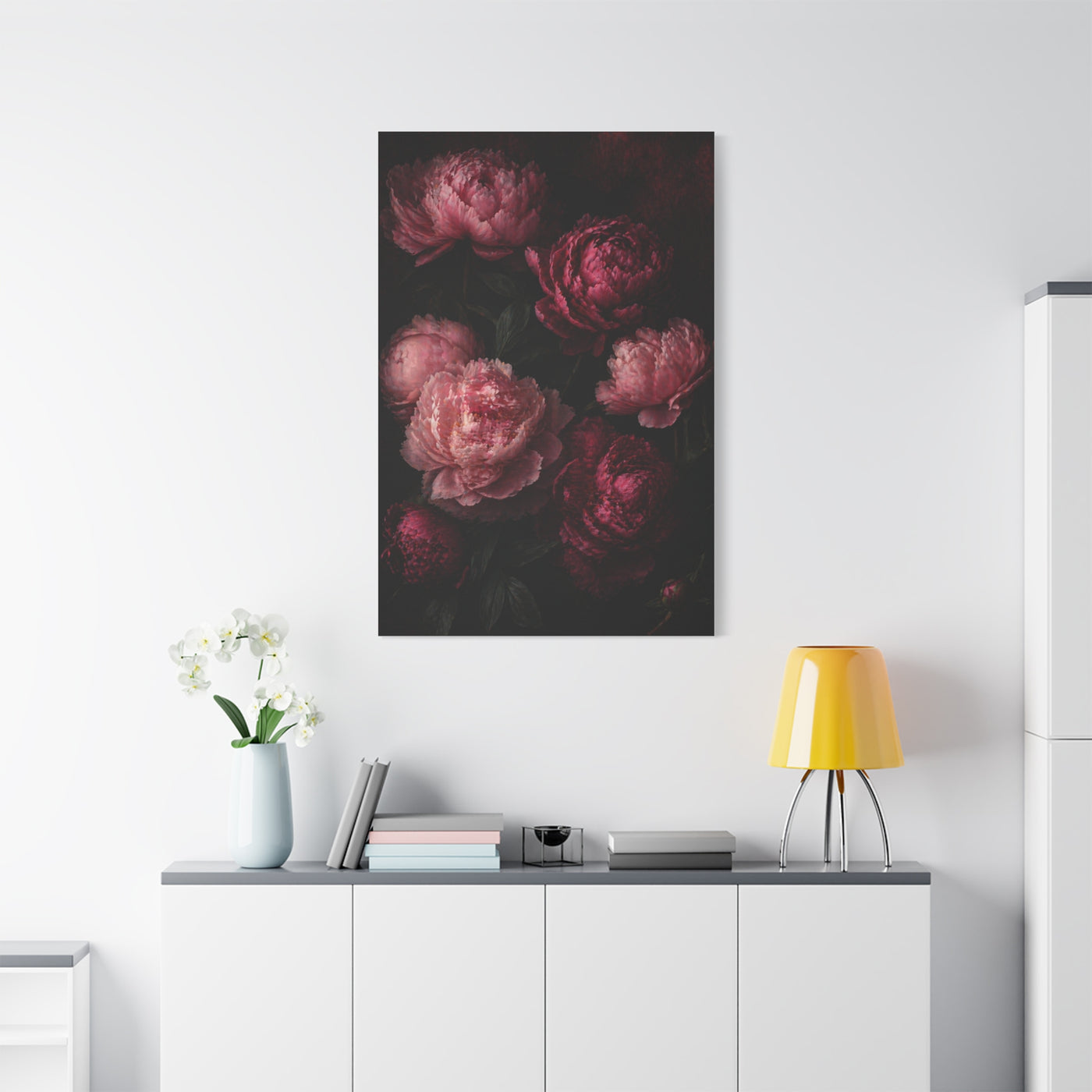 Dark Peony Floral Pink Wall Art & Canvas Print