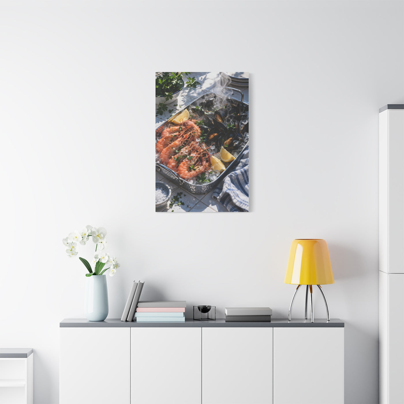 Mediterranean Seafood Kitchen Still Life Wall Art & Canvas Print